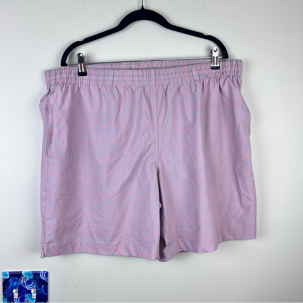Southern Point Co 7” Inseam Pink Blue Zig Zag  Swim Shorts Trunks XL Preppy
